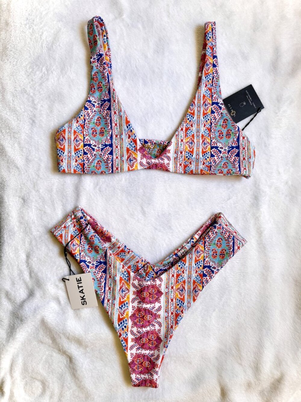 NWT Skatie Bikini Set Top + Bottom Venice print Size Large Boho Vacation Resort - Picture 3 of 13